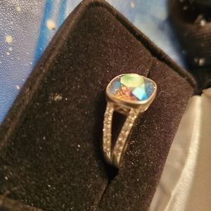 Sterling silver blue Mystic stone size 8 marked 925